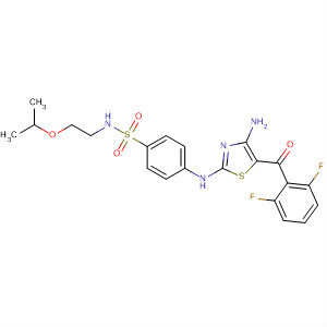 746625-65-0  Benzenesulfonamide,4-[[4-amino-5-(2,6-difluorobenzoyl)-2-thiazolyl]amino]-N-[2-(1-methylethoxy)ethyl]-