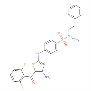 746629-63-0  Benzenesulfonamide,4-[[4-amino-5-(2,6-difluorobenzoyl)-2-thiazolyl]amino]-N-methyl-N-[2-(2-pyridinyl)ethyl]-