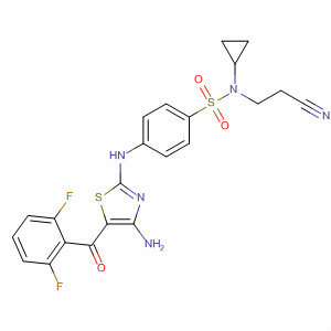 746629-73-2  Benzenesulfonamide,4-[[4-amino-5-(2,6-difluorobenzoyl)-2-thiazolyl]amino]-N-(2-cyanoethyl)-N-cyclopropyl-