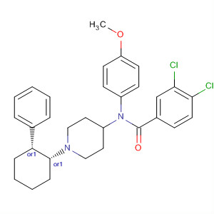 746648-40-8  Benzamide,3,4-dichloro-N-(4-methoxyphenyl)-N-[1-[(1R,2R)-2-phenylcyclohexyl]-4-piperidinyl]-, rel-