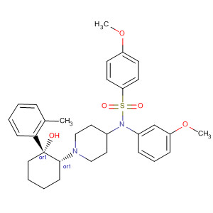 746649-58-1  Benzenesulfonamide,N-[1-[(1R,2R)-2-hydroxy-2-(2-methylphenyl)cyclohexyl]-4-piperidinyl]-4-methoxy-N-(3-methoxyphenyl)-, rel-