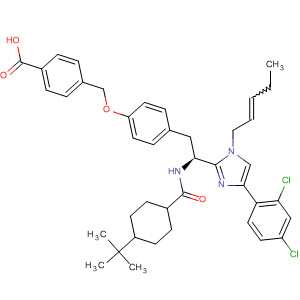 746658-10-6  Benzoic acid,4-[[4-[(2S)-2-[4-(2,4-dichlorophenyl)-1-(2-pentenyl)-1H-imidazol-2-yl]-2-[[[4-(1,1-dimethylethyl)cyclohexyl]carbonyl]amino]ethyl]phenoxy]methyl]-