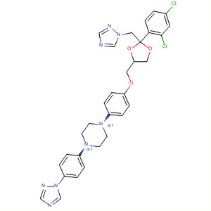 74853-40-0  Piperazine,1-[4-[[2-(2,4-dichlorophenyl)-2-(1H-1,2,4-triazol-1-ylmethyl)-1,3-dioxolan-4-yl]methoxy]phenyl]-4-[4-(1H-1,2,4-triazol-1-yl)phenyl]-, cis-