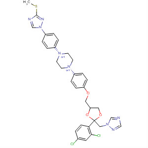 74853-44-4  Piperazine,1-[4-[[2-(2,4-dichlorophenyl)-2-(1H-1,2,4-triazol-1-ylmethyl)-1,3-dioxolan-4-yl]methoxy]phenyl]-4-[4-[3-(methylthio)-1H-1,2,4-triazol-1-yl]phenyl]-,cis-