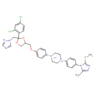 74853-46-6  Piperazine,1-[4-[[2-(2,4-dichlorophenyl)-2-(1H-1,2,4-triazol-1-ylmethyl)-1,3-dioxolan-4-yl]methoxy]phenyl]-4-[4-[3-methyl-5-(methylthio)-4H-1,2,4-triazol-4-yl]phenyl]-, cis-