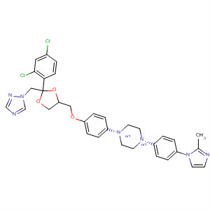 74853-48-8  Piperazine,1-[4-[[2-(2,4-dichlorophenyl)-2-(1H-1,2,4-triazol-1-ylmethyl)-1,3-dioxolan-4-yl]methoxy]phenyl]-4-[4-(2-methyl-1H-imidazol-1-yl)phenyl]-, cis-