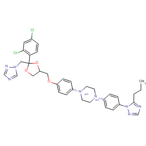 74853-53-5  Piperazine,1-[4-[[2-(2,4-dichlorophenyl)-2-(1H-1,2,4-triazol-1-ylmethyl)-1,3-dioxolan-4-yl]methoxy]phenyl]-4-[4-(5-propyl-1H-1,2,4-triazol-1-yl)phenyl]-, cis-