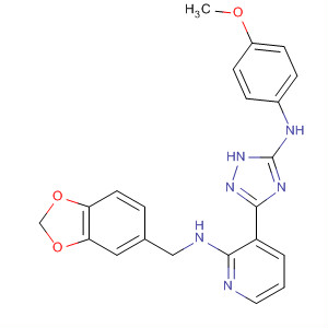 712277-12-8  2-Pyridinamine,N-(1,3-benzodioxol-5-ylmethyl)-3-[5-[(4-methoxyphenyl)amino]-1H-1,2,4-triazol-3-yl]-