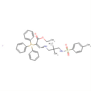 71255-02-2  Phosphonium,[2-[[1,1-dimethyl-2-[[(4-methylphenyl)sulfonyl]amino]ethyl]methylamino]-1-(ethoxycarbonyl)ethenyl]triphenyl-, iodide
