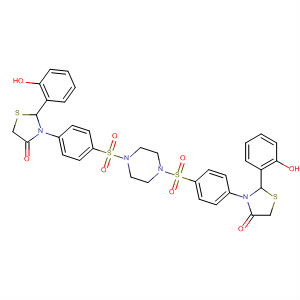 71333-57-8  Piperazine,1,4-bis[[4-[2-(2-hydroxyphenyl)-4-oxo-3-thiazolidinyl]phenyl]sulfonyl]-