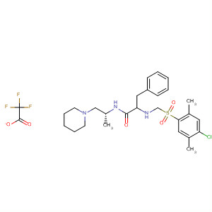 720001-98-9  Benzenepropanamide,2-[[(4-chloro-2,5-dimethylphenyl)sulfonyl]methylamino]-N-[(1R)-1-methyl-2-(1-piperidinyl)ethyl]-, mono(trifluoroacetate)