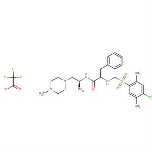 720002-03-9  Benzenepropanamide,2-[[(4-chloro-2,5-dimethylphenyl)sulfonyl]methylamino]-N-[(1S)-1-methyl-2-(4-methyl-1-piperazinyl)ethyl]-, mono(trifluoroacetate)