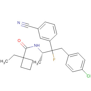 721430-20-2  Cyclobutanecarboxamide,N-[(1S)-3-(4-chlorophenyl)-2-(3-cyanophenyl)-2-fluoro-1-methylpropyl]-1-ethyl-