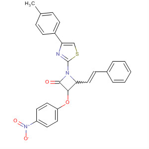 72192-87-1  2-Azetidinone,1-[4-(4-methylphenyl)-2-thiazolyl]-3-(4-nitrophenoxy)-4-(2-phenylethenyl)-