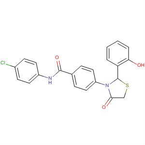 72234-97-0  Benzamide,N-(4-chlorophenyl)-4-[2-(2-hydroxyphenyl)-4-oxo-3-thiazolidinyl]-