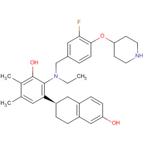 722524-28-9  2-Naphthalenol,6-[2-[ethyl[[3-fluoro-4-(4-piperidinyloxy)phenyl]methyl]amino]-4,5-dimethoxyphenyl]-5,6,7,8-tetrahydro-, (6R)-