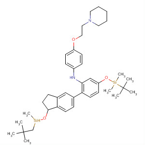722525-36-2  Benzenamine,5-[[(1,1-dimethylethyl)dimethylsilyl]oxy]-2-[1-[[(1,1-dimethylethyl)dimethylsilyl]oxy]-2,3-dihydro-1H-inden-5-yl]-N-[4-[2-(1-piperidinyl)ethoxy]phenyl]-