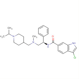 724463-13-2  1H-Indole-6-carboxamide,3-chloro-N-[(1R)-2-[methyl[[1-(1-methylethyl)-4-piperidinyl]methyl]amino]-1-phenylethyl]-