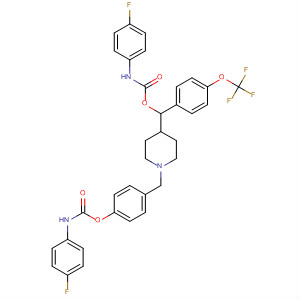 726128-30-9  Carbamic acid, (4-fluorophenyl)-,[1-[[4-[[[(4-fluorophenyl)amino]carbonyl]oxy]phenyl]methyl]-4-piperidinyl][4-(trifluoromethoxy)phenyl]methyl ester