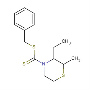 72662-84-1  4-Thiomorpholinecarbodithioic acid, 3-ethyl-2-methyl-, phenylmethylester
