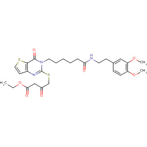 728039-54-1  Butanoic acid,4-[[3-[6-[[2-(3,4-dimethoxyphenyl)ethyl]amino]-6-oxohexyl]-3,4-dihydro-4-oxothieno[3,2-d]pyrimidin-2-yl]thio]-3-oxo-, ethyl ester