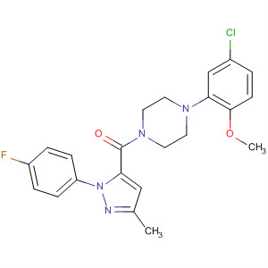 729604-28-8  Piperazine,1-(5-chloro-2-methoxyphenyl)-4-[[1-(4-fluorophenyl)-3-methyl-1H-pyrazol-5-yl]carbonyl]-
