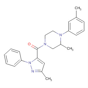 729604-77-7  Piperazine,2-methyl-1-(3-methylphenyl)-4-[(3-methyl-1-phenyl-1H-pyrazol-5-yl)carbonyl]-