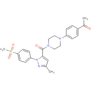 729606-37-5  Piperazine,1-(4-acetylphenyl)-4-[[3-methyl-1-[4-(methylsulfonyl)phenyl]-1H-pyrazol-5-yl]carbonyl]-
