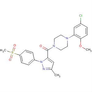 729607-43-6  Piperazine,1-(5-chloro-2-methoxyphenyl)-4-[[3-methyl-1-[4-(methylsulfonyl)phenyl]-1H-pyrazol-5-yl]carbonyl]-