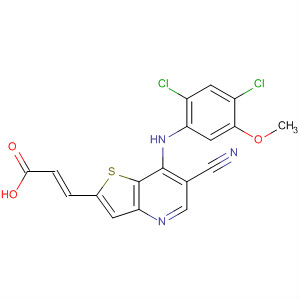 700844-89-9  2-Propenoic acid,3-[6-cyano-7-[(2,4-dichloro-5-methoxyphenyl)amino]thieno[3,2-b]pyridin-2-yl]-, (2E)-