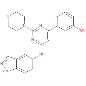 701242-64-0  Phenol, 3-[6-(1H-indazol-5-ylamino)-2-(4-morpholinyl)-4-pyrimidinyl]-