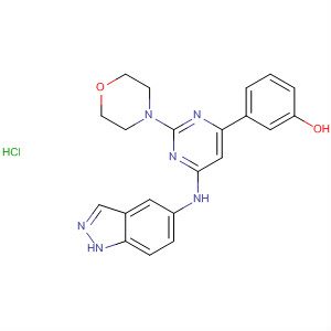 701244-32-8  Phenol, 3-[6-(1H-indazol-5-ylamino)-2-(4-morpholinyl)-4-pyrimidinyl]-,hydrochloride