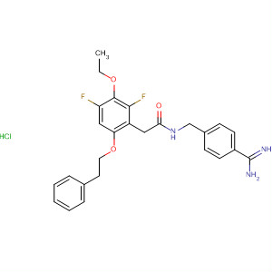 701266-34-4  Benzeneacetamide,N-[[4-(aminoiminomethyl)phenyl]methyl]-a-ethoxy-2,6-difluoro-4-(2-phenylethoxy)-, monohydrochloride
