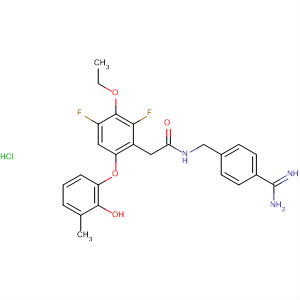 701266-47-9  Benzeneacetamide,N-[[4-(aminoiminomethyl)phenyl]methyl]-a-ethoxy-2,6-difluoro-4-(3-methoxyphenoxy)-, monohydrochloride