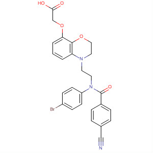 702685-60-7  Acetic acid,[[4-[2-[(4-bromophenyl)(4-cyanobenzoyl)amino]ethyl]-3,4-dihydro-2H-1,4-benzoxazin-8-yl]oxy]-