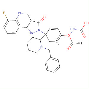 702705-80-4  Carbamic acid,[4-(6-fluoro-3,5-dihydro-3-oxo-2H-pyrazolo[4,3-c]quinolin-2-yl)phenyl]-,1-(phenylmethyl)-4-piperidinyl ester