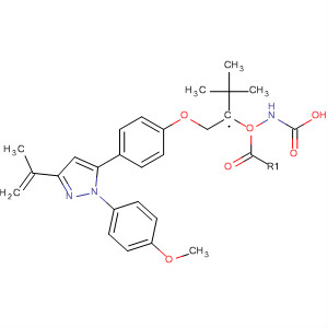 705933-44-4  Carbamic acid,[2-[4-[1-(4-methoxyphenyl)-3-(1-methylethenyl)-1H-pyrazol-5-yl]phenoxy]ethyl]-, 1,1-dimethylethyl ester