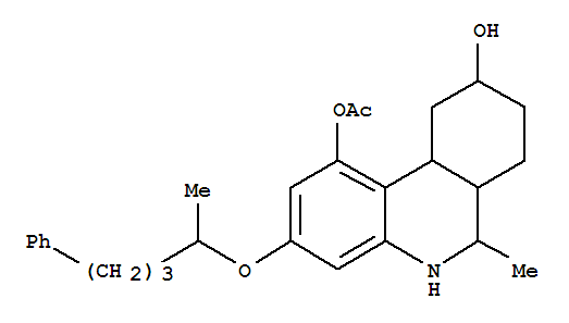 72028-54-7  1,9-Phenanthridinediol,5,6,6a,7,8,9,10,10a-octahydro-6-methyl-3-(1-methyl-4-phenylbutoxy)-, 1-acetate