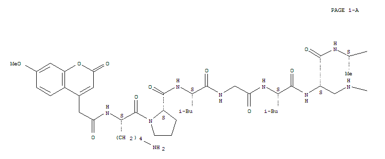 720710-69-0  L-Argininamide,N2-[(7-methoxy-2-oxo-2H-1-benzopyran-4-yl)acetyl]-L-lysyl-L-prolyl-L-leucylglycyl-L-leucyl-3-[(2,4-dinitrophenyl)amino]-L-alanyl-L-alanyl-(9CI)