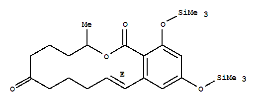 74841-67-1  1H-2-Benzoxacyclotetradecin-1,7(8H)-dione,3,4,5,6,9,10-hexahydro-3-methyl-14,16-bis[(trimethylsilyl)oxy]-, (E)- (9CI)