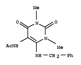 75724-43-5  Acetamide,N-[1,2,3,4-tetrahydro-1,3-dimethyl-2,4-dioxo-6-[(phenylmethyl)amino]-5-pyrimidinyl]-