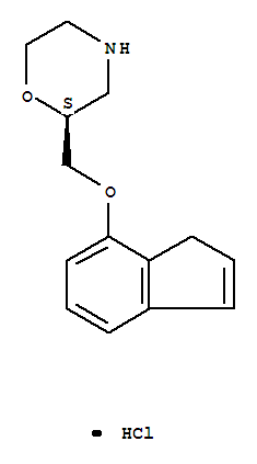 76489-35-5  Morpholine,2-[(1H-inden-7-yloxy)methyl]-, hydrochloride (1:1), (2S)-