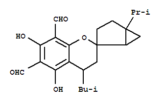 77844-92-9  Spiro[2H-1-benzopyran-2,2'-bicyclo[3.1.0]hexane]-6,8-dicarboxaldehyde,3,4-dihydro-5,7-dihydroxy-5'-(1-methylethyl)-4-(2-methylpropyl)-,(1'R,2S,4R,5'S)-rel-(+)-
