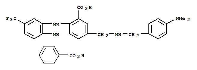 787547-25-5  Benzoic acid,2-[[2-[(2-carboxyphenyl)amino]-5-(trifluoromethyl)phenyl]amino]-5-[[[[4-(dimethylamino)phenyl]methyl]amino]methyl]-