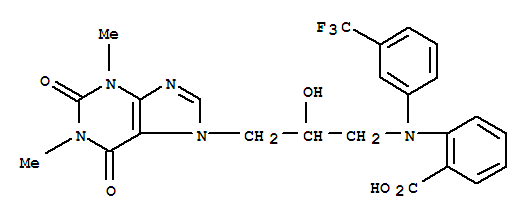 789436-24-4  Benzoic acid,2-[[2-hydroxy-3-(1,2,3,6-tetrahydro-1,3-dimethyl-2,6-dioxo-7H-purin-7-yl)propyl][3-(trifluoromethyl)phenyl]amino]-