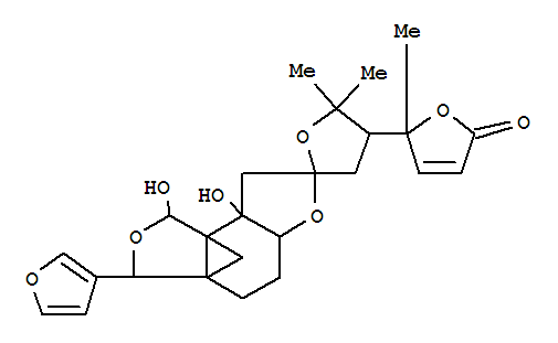 72154-94-0  2(5H)-Furanone,5-[3'-(3-furanyl)hexahydro-1',8'a-dihydroxy-5,5-dimethylspiro[furan-2(3H),7'(4'H)-[1H,3H-3a,8b]methanobenzo[1,2-b:3,4-c']difuran]-4-yl]-5-methyl-(9CI)