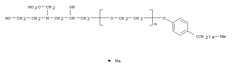 73287-37-3  Poly(oxy-1,2-ethanediyl),a-[3-[(carboxymethyl)(2-hydroxyethyl)amino]-2-hydroxypropyl]-w-(4-nonylphenoxy)-, sodium salt(1:1)