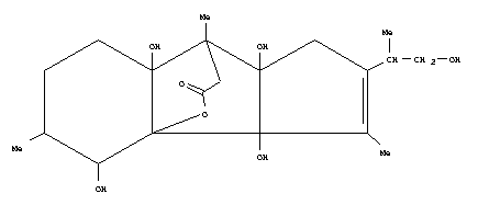 75765-19-4  1H-3b,8-(Epoxyethano)cyclopent[a]inden-10-one,3a,4,5,6,7,7a,8,8a-octahydro-3a,4,7a,8a-tetrahydroxy-2-(2-hydroxy-1-methylethyl)-3,5,8-trimethyl-(9CI)