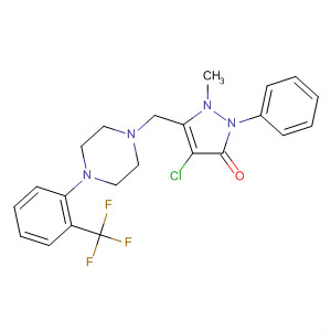 897666-52-3  3H-Pyrazol-3-one,4-chloro-1,2-dihydro-1-methyl-2-phenyl-5-[[4-[2-(trifluoromethyl)phenyl]-1-piperazinyl]methyl]-
