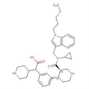 897945-31-2  4-Piperidineacetic acid,1-[3-[(3R,4S)-3-[[cyclopropyl[[1-(3-methoxypropyl)-1H-indol-3-yl]methyl]amino]carbonyl]-4-piperidinyl]phenyl]-, rel-